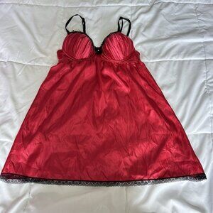 AMBRIELLE Red Black Cupped Nightie Lingerie Babydoll Womens Small Grunge Vampire